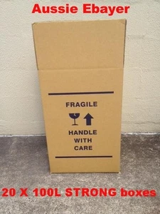 20x 100L Book/Glass Moving Box 425mm Wide, 370mm Long, 640mm D Cardboard Cartons - Picture 1 of 1