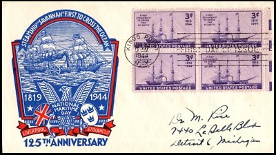 923-6 Savannah Steamer FDC, L W Staehle Cachet, B4, GC, addressed, OF - Image 1 of 3