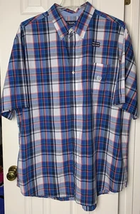 Chaps Button-Up Shirt Men's 3XLT Big And Tall Plaid Short Sleeve Easy Care NWOT - Picture 1 of 10