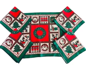 Vintage 80er 12 Days of Christmas Servietten 5er Set nie benutzt NEU NOS Baumwolldruck - Bild 1 von 8
