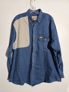 Camisa de Tiro Woolrich Para Hombre L Denim Acolchada LS Abotonada Exterior Caza - Imagen 1 de 6