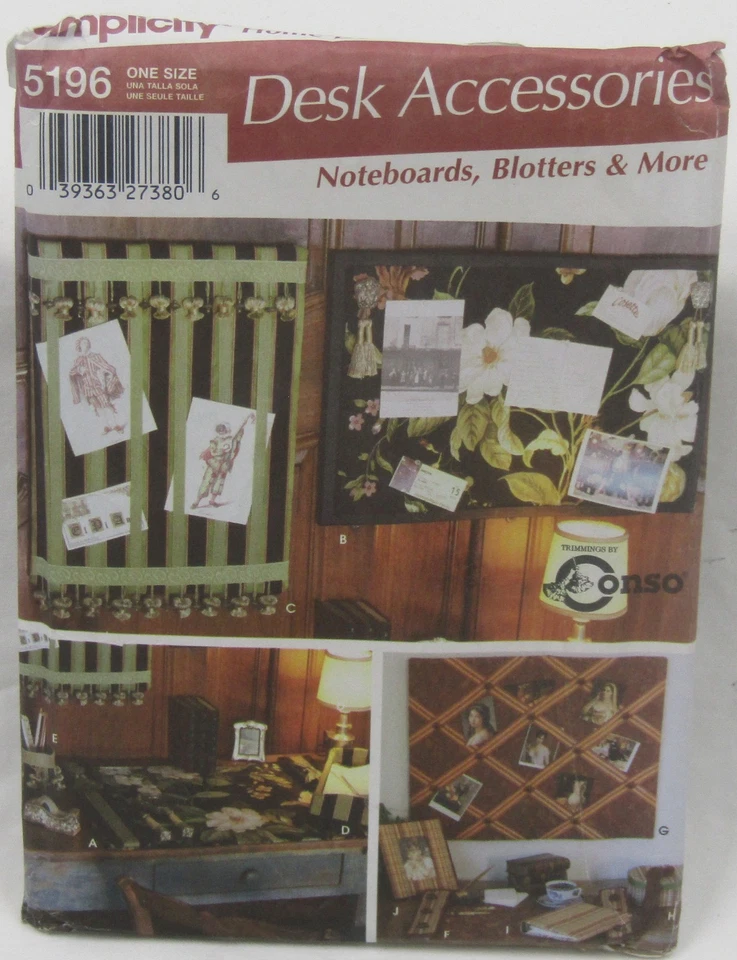 Simplicity Desk Accessories Pattern 5196 Noteboards Blotter More Uncut