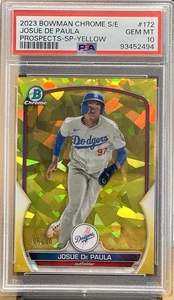 2023 Bowman Chrome Sapphire Josue De Paula Image Variation Yellow /50 PSA 10 SP - Picture 1 of 3