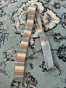 Vtg Pips by Rooster Luxury Square End Tie Necktie Stripe Woven Cotton - Picture 1 of 3