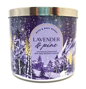 Bath Body Works 3 Wick Candle Lavender Pine 14.5 Oz Cedarwood Notes New - Picture 1 of 3
