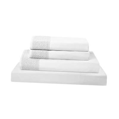  柔软超细纤维钩针花边床单-豪华超细纤维床大号白色 — 第 1/4 张图片