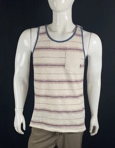 Billabong Ivory Color, Red Stripe Tank Top, A Grade, Men's Size Medium - Picture 1 of 6