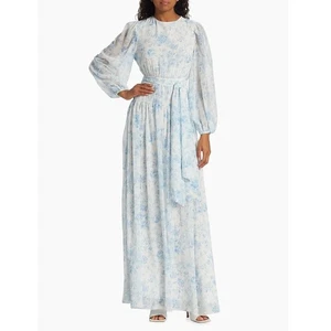 LDT Diosa Vestido Floral Saks Fifth Avenue Talla 8 Maxi Vestido Manga Larga Sin Espalda - Imagen 1 de 12