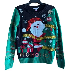 No Boundaries Damen M Ugly Christmas UCS Pullover Santa Girlande Glocken Ho Ho Ho - Bild 1 von 7
