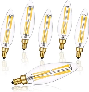 E12 Dimmable Light Bulbs 8W B10/B11 6 Count (Pack of 1), 2700k Warm White  - Picture 1 of 8