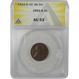 1931 D Lincoln Wheat Cent AU 53 ANACS Penny 1c Coin SKU:I22996 - Picture 1 of 4