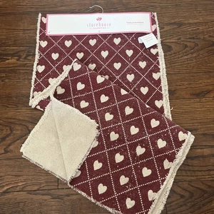 NWT Storehouse Valentine 16” X 72” Table Runner Distressed Hearts Geometric - Picture 1 of 6