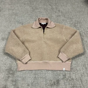 Varley Daphne Cropped Sherpa Fleece Damen Small 1/4 Zip Pullover Peach Brown - Bild 1 von 9