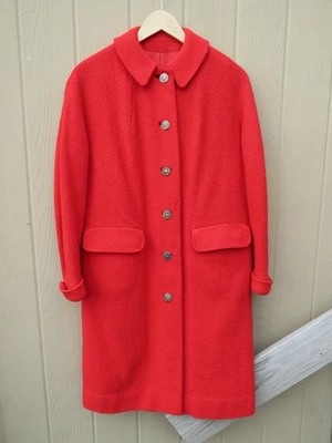 Vtg 60s ILGWU Union Made Red Tweed Coat Jacket Coin Button Supreme Mod L - Image 1 of 4