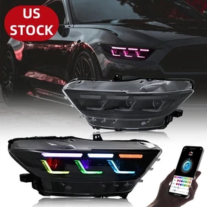 RGB Full LED Headlights For Ford Mustang 2015-2017 Head Front Lamp Assembly - Picture 1 of 20