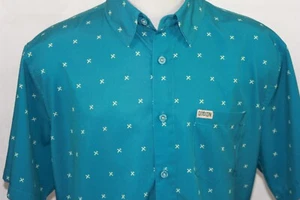 Dixxon Mens Short Sleeve Button Front Shirt XL Green - Picture 1 of 9
