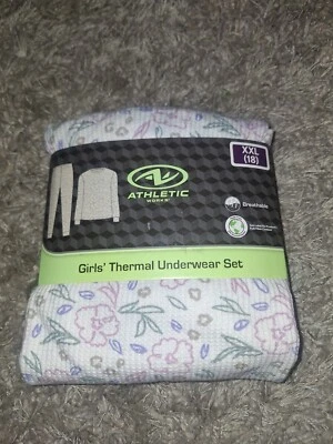 Conjunto de ropa interior térmica floral gofre talla XXL 18 Athletic Works para niñas nuevo (Eb27) Foto 1 de 2