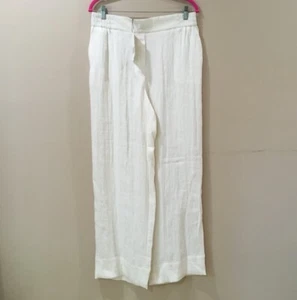ZARA Wrinkles Effect Wide Leg Pants Trouser White Oyster SIZE L Womens New Nwt - Picture 1 of 8