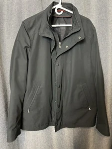 SANYO NY Herren XL schwarz wasserabweisend Shell Poly Mantel innen Reißverschluss Knopf gefüttert - Bild 1 von 10