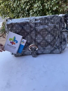 Kalencom Laminated Buckle Diaper Bag Black + Bottle Bag Zip Pouch Changing Pad - Picture 1 of 11