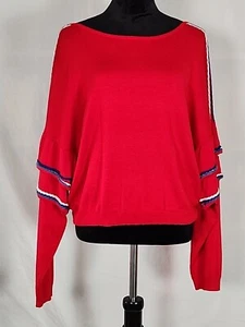 Suéter Pullover Tejido Recortado Manga Volantes En Capas Rojo Love by Design Grande - Imagen 1 de 15