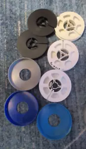 FIVE PLASTIC 3" FILM REELS WITH THREE 3" FILM CANISTERS - Picture 1 of 4