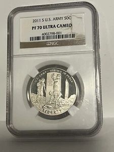 2011 s PF70 Ultra Cameo US Army 50c Proof Commemorative - Picture 1 of 2