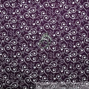 BonEful FABRIC Cotton Quilt Purple White Flower Swirl Scroll Polka Dot NEW SCRAP - Picture 1 of 8