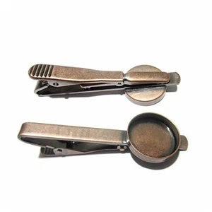 2 PCS 16mm Tray Cameo Setting Bezel Base Tie Clip Brass Necktie Clasp Clamp Pin - Picture 1 of 17