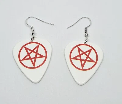 Guitarra Pick Pendientes Pentagrama Joyería Y2K Goth Punk Rock Star Motley Crue #3 Foto 1 de 4