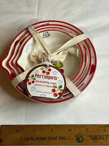 Pier 1 Cherry Cherries 4 Ceramic Measuring Cups And Sonoma Cherries Jubilee Tray - Picture 1 of 8