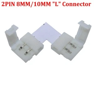 2pin 20/50pcs 8mm&10mm L Shape Weldless 3528 5050 connector LED light strip - Picture 1 of 7