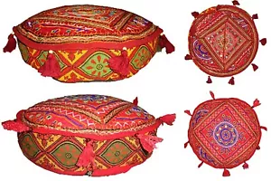 Cushion cover ottoman floor seat cover Embroider banjara mirror work decorative - Picture 1 of 17