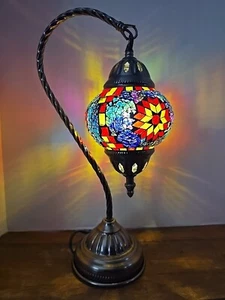 Moroccan Turkish Mosaic Lamp Colourful Glass Handmade Table Desk Light FREE BULB - Bild 1 von 3