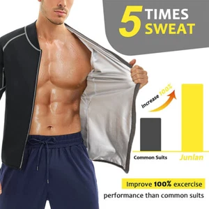 Exercise Sweat Shirt Gym Men Body Shaper Sauna Suit Fitness Weight Loss AntiRip - Picture 1 of 13