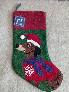 C&F Hogar Enganchado Navidad Medias Marrón Perro En Sombrero Lana 8.5" x 20"  - Imagen 1 de 4