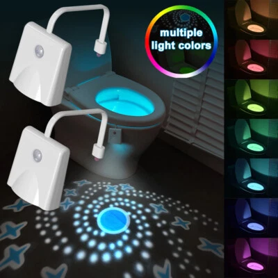 2PC Toilet Bowl LED Night Light Motion Activated Seat Sensor Bathroom Lamp Light - image 1 of 4