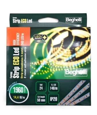Strip ECOLed HE Autoadesiva 5 Metri Alta Efficienza 140 LED/m 14.4W/m 24V 6500K - Immagine 1 di 4