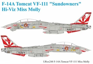UpRise Decals UR48248 - F-14A Tomcat VF-111 "Sundowners" Hi-Viz Miss Molly 1/48 - Picture 1 of 6