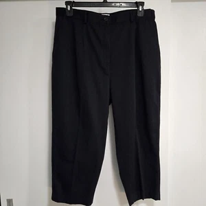 LL Bean Size 18 Original Fit Inky Black Cropped Pants Pockets #274907 36x23in - Picture 1 of 6