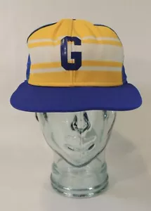 Cappello camionista berretto maglia snapback baseball vintage G blu reale oro AJD made USA righe - Foto 1 di 12