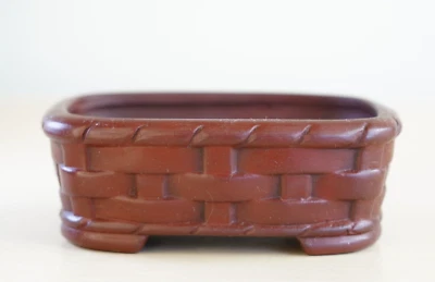 Japanese Bonsai Pot Tokoname BIGEI 3.9"(10cm) Brown Unglazed Rectangle G048 - Image 1 of 4