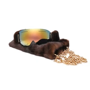 DOLCE & GABBANA Mink Chain Bag Ski Goggles Mask Sunglasses Gold Green 12241 - Picture 1 of 4