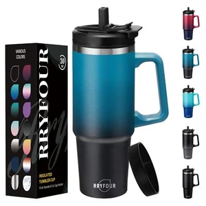30 Oz Tumbler With Handle And Straw straw/flip 2in1 Lid Silicon Boot Triple Wa - Picture 1 of 7