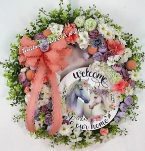 WELCOME WREATH, HORSE WREATH, FARMHOUSE WREATH, EVERYDAY WREATH, FRONT DOOR  - Picture 1 of 2