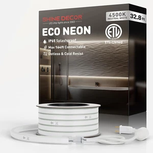 LED Rope Lights AC 120V, Connectable & Cuttable Dotless 120Leds/M Eco Neon Strip - Picture 1 of 8
