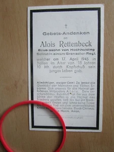 Sterbebild 2.WK April 1945 Futa - Pass Italien Grenadier Hochholding - Bild 1 von 3
