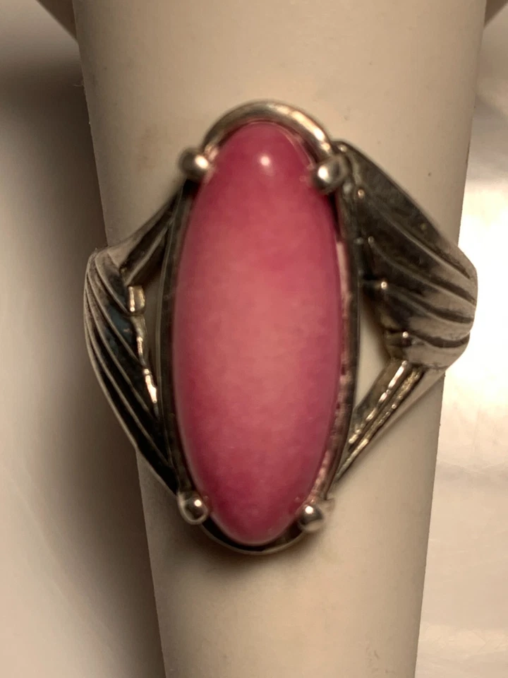 Kabana Sterling Silver 925 Pink Rhodonite Gemstone Marquise shaped Ring Size 8 - Image 1 of 4