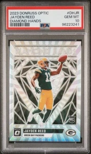 2023 Donruss Optic Jayden Reed RC #DHJR Diamond Hands PSA 10 - Picture 1 of 3