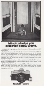 Minolta SRT Kamera 1975: Entdecke eine neue Welt Vintage Printanzeige - Bild 1 von 1